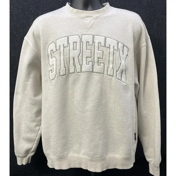 StreetX Sweatshirt Ivory SPELLOUT‎ Large Streetwear Urban 90's